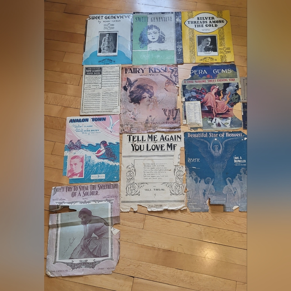 Lot of vintage antique sheet music art